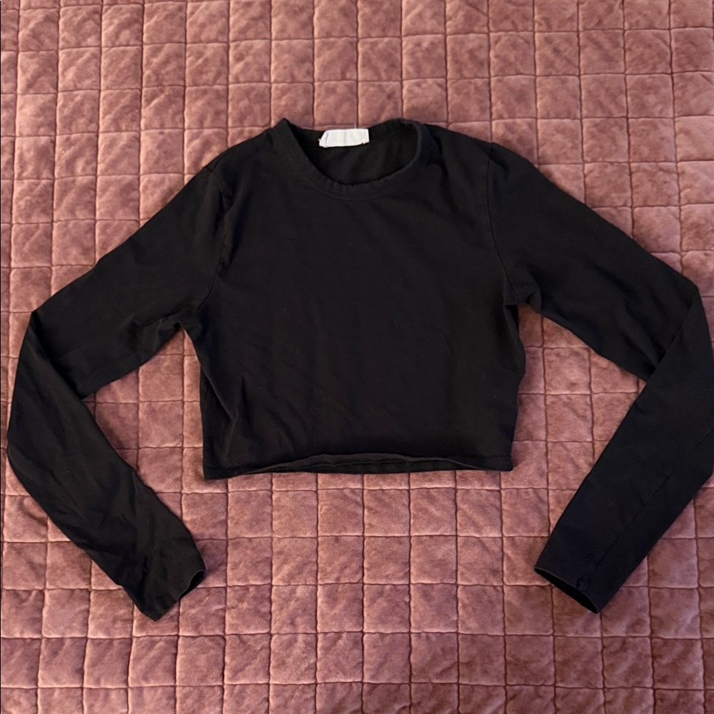 Cotton On Black Long Sleeve Crop Top Medium